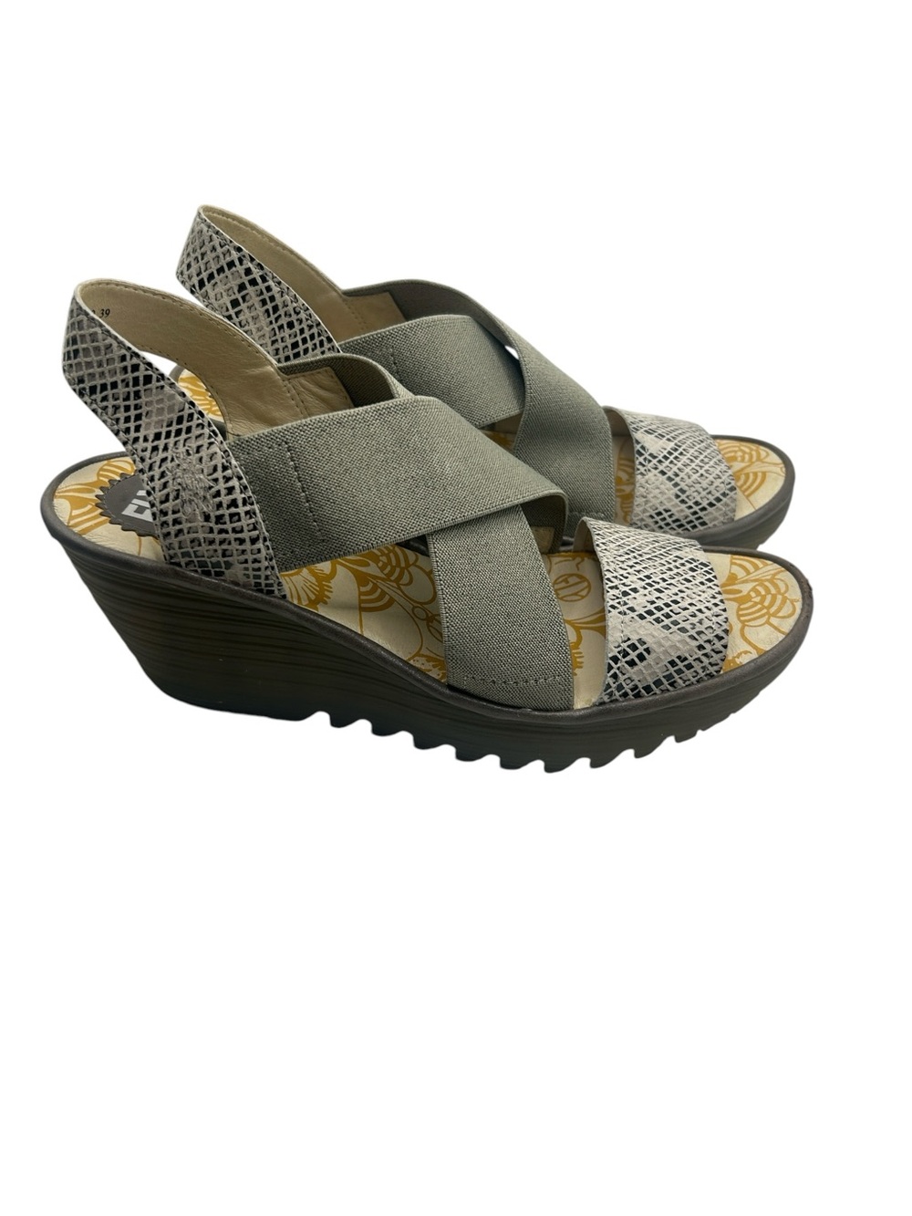 Fly London Yaji  leather platform wedge sandals size 39 US size 8-8.5
